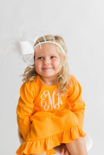 Load image into Gallery viewer, Girls Monogrammed Dress, Toddler fall outfit, picture outfit, tennessee vols outfit, Monogram christmas dress, picture outfit, birthday, BB