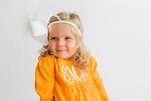 Load image into Gallery viewer, Girls Monogrammed Dress, Toddler fall outfit, picture outfit, tennessee vols outfit, Monogram christmas dress, picture outfit, birthday, BB