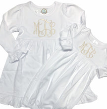 Load image into Gallery viewer, Girls Monogrammed Dress, Toddler fall outfit, picture outfit, tennessee vols outfit, Monogram christmas dress, picture outfit, birthday, BB