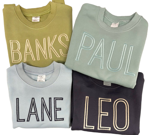 boys monogrammed sweatshirt, boys monogrammed crewneck, toddler sweatshirt, embroidered sweatshirt, sk creations