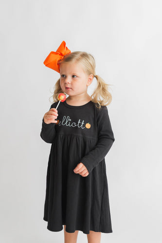 Girls Halloween outfit, girls fall dress, toddler monogrammed dress, personalized dress, girl clothing, monogram birthday gift, monag