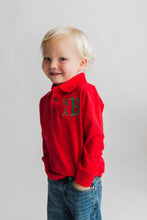 Load image into Gallery viewer, Boys monogrammed polo, boys Christmas shirt, monogram boys shirt, toddler Christmas outfit, matching boys shirts, sibling shirts
