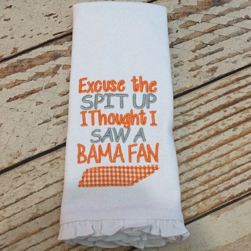 Tennessee Vols burp cloth, Embroidered burp cloth, baby girl gift, tennessee fan, arb