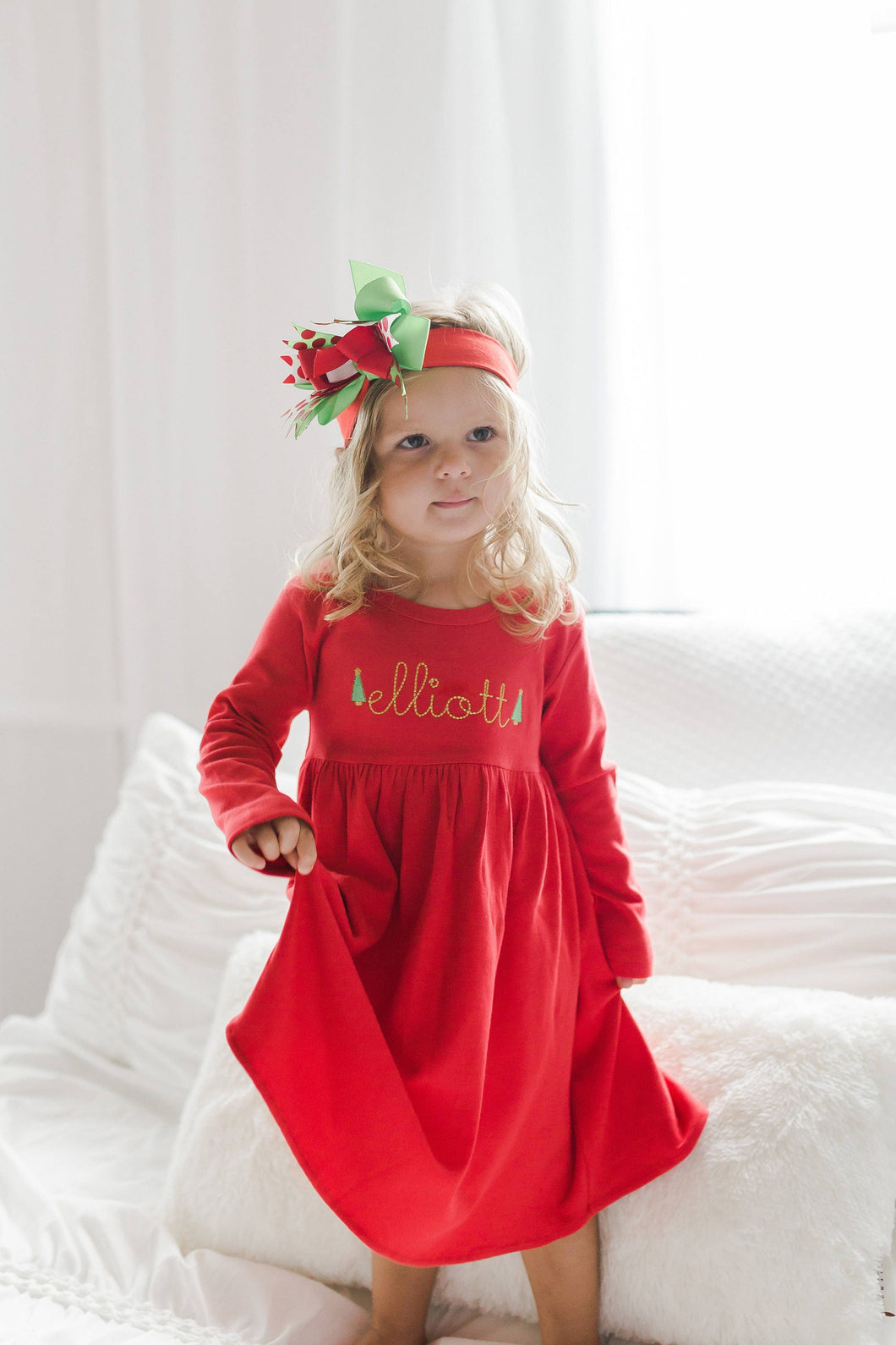 Girls Christmas outfit, girls winter dress, toddler monogrammed dress, personalized dress, girl clothing, monogram birthday gift, monag