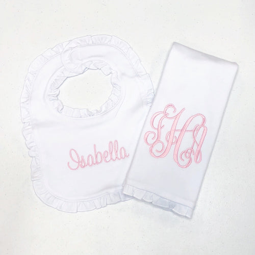 Monogrammed bib, monogrammed burp cloth set, newborn gift, baby shower gift, arb, burp cloth, bib, custom, personalized, girl, boy