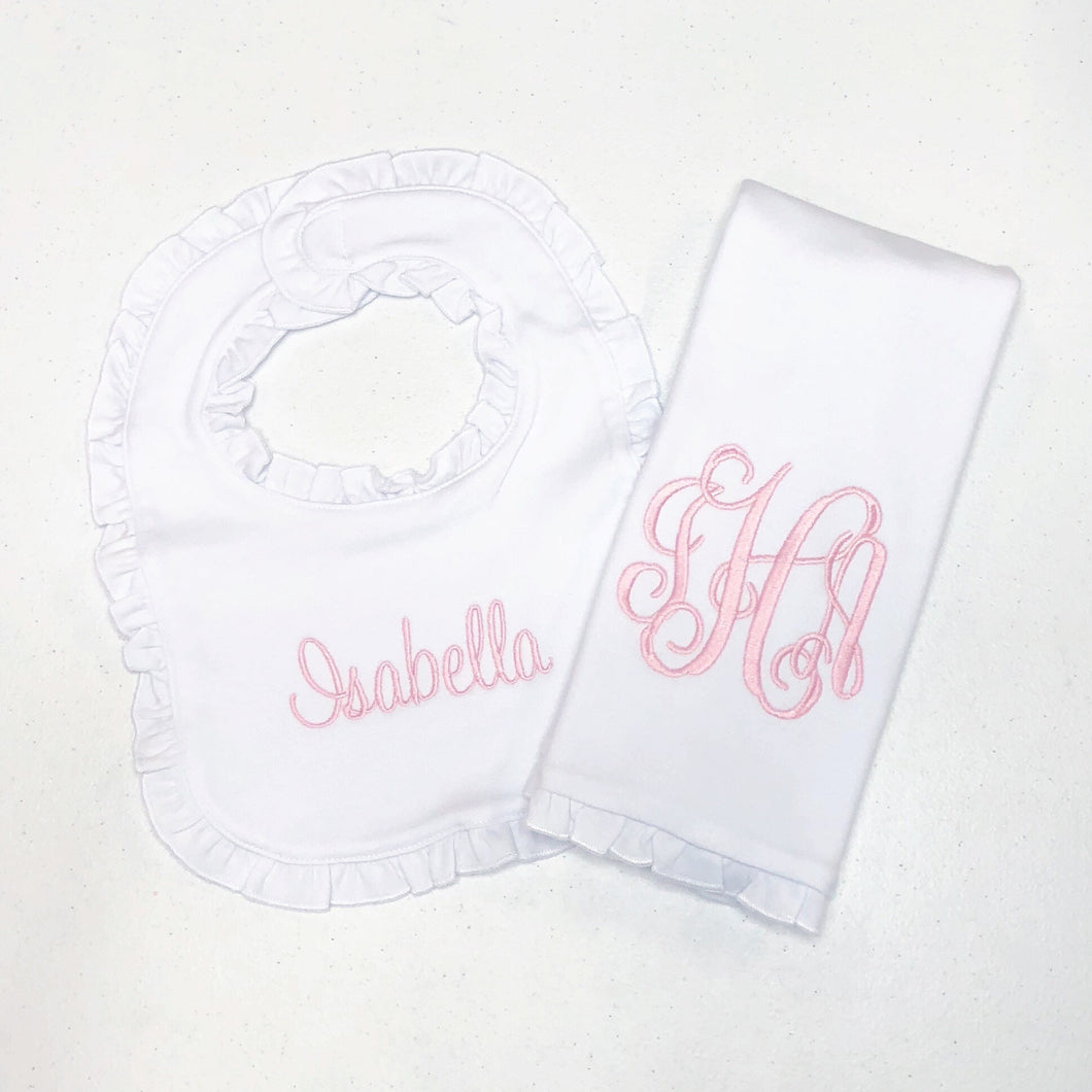 Monogrammed bib, monogrammed burp cloth set, newborn gift, baby shower gift, arb, burp cloth, bib, custom, personalized, girl, boy