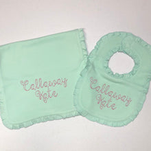 Load image into Gallery viewer, Monogrammed bib, monogrammed burp cloth set, newborn gift, baby shower gift, arb, burp cloth, bib, custom, personalized, girl, boy
