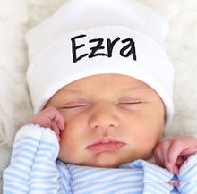 Load image into Gallery viewer, Personalized newborn hat, hospital hat, pima cotton, sk creations
