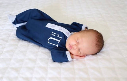 Baby boy coming home outfit, monogrammed sleeper, boy clothing, footie, romper, sk creations, pima cotton
