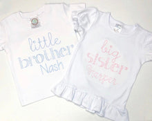 Load image into Gallery viewer, Sibling shirts, personalized sibling outfits, big brother shirt, big sister shirt, arb, little brother shirt, brother gown, monogrammed,
