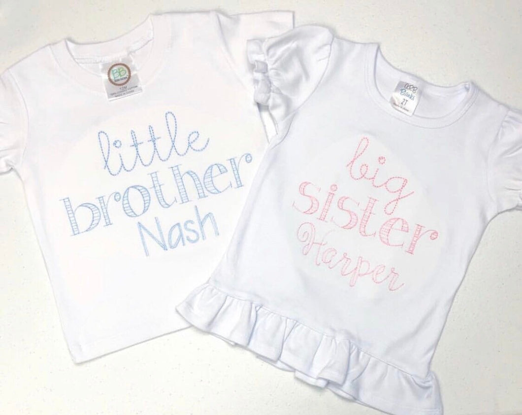 Sibling shirts, personalized sibling outfits, big brother shirt, big sister shirt, arb, little brother shirt, brother gown, monogrammed,