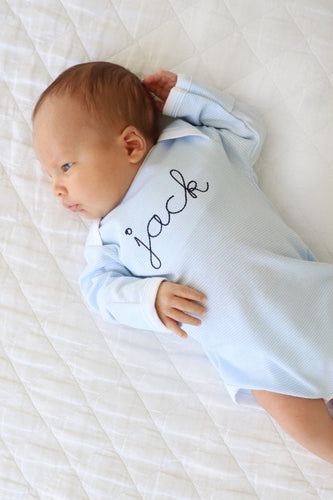 Personalized baby boy outfit, monogrammed baby boy clothing, embroidered shirt, baby shower gift, pima cotton, hand covers