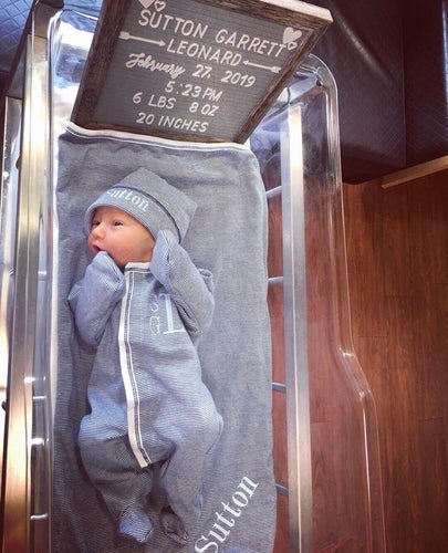 Baby boy newborn coming home outfit, baby shower gift, Monogrammed footie, Baby gift, Monogrammed sleeper, navy tiny stripes