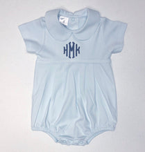 Load image into Gallery viewer, Monogrammed baby boy bubble, boy Easter outfit, personalized boys sunsuit, boys picture outfit, preppy baby boy clothing, baby shower gift
