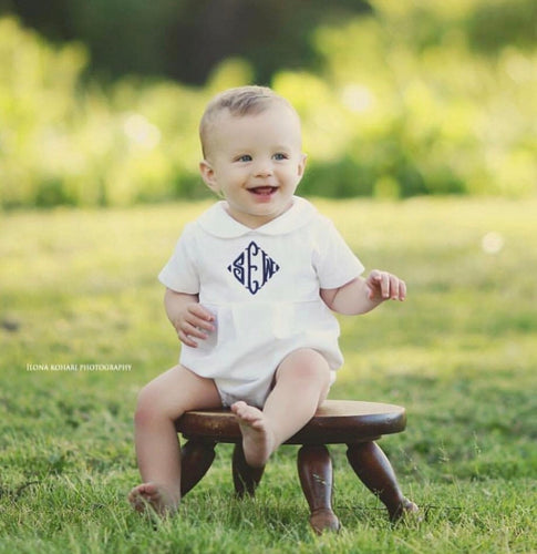 Monogrammed baby boy bubble, boy Easter outfit, personalized boys sunsuit, boys picture outfit, preppy baby boy clothing, baby shower gift