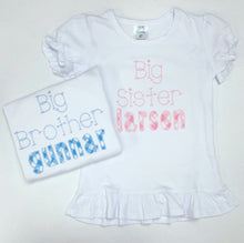 Load image into Gallery viewer, Sibling shirts, personalized sibling outfits, big brother shirt, big sister shirt, little brother shirt, ARB,  brother gown, monogrammed,
