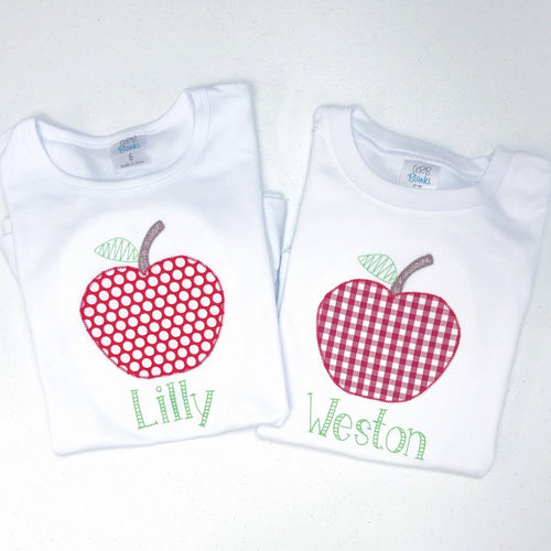 Back to school shirt, personalized back to school shirt, monogrammed school top, apple shirt, sk creations, ARB