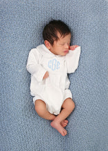 Load image into Gallery viewer, Baby boy coming home outfit, monogrammed bubble, photo outfit, long sleeve bubble, pima cotton, baby boy collar outfit, preemie outfit
