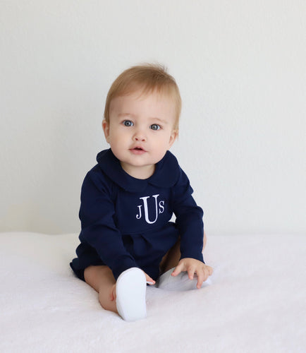 Baby boy coming home outfit, monogrammed bubble, photo outfit, long sleeve pleated bubble, pima cotton, baby boy collar outfit, navy outfit