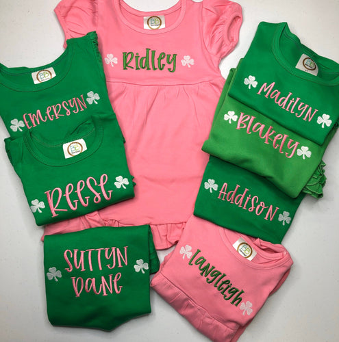 Personalized St Patricks day shirt, girls personalized saint patricks day shirt, sk creations, custom St Patricks Day shirt, shamrock, bb