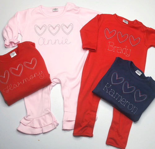 Mystery Valentines Trio Heart Design, Personalized Valentines Shirt, boys valentines outfit, girls valentines top, sk creations