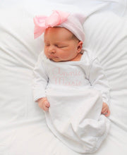 Load image into Gallery viewer, Baby girl coming home outfit, Monogrammed gown, Baby gift, Monogrammed sleeper, pima, newborn pictures, shower gift, little sister outfit
