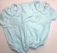 Load image into Gallery viewer, Monogrammed baby boy bubble, boy Easter outfit, personalized boys sunsuit, boys picture outfit, preppy baby boy clothing, baby shower gift
