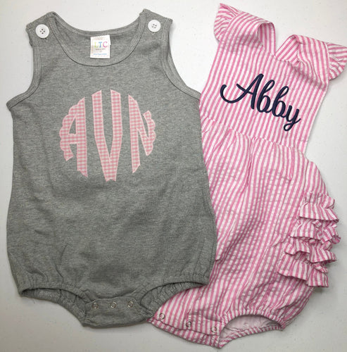 MYSTERY bubble set, personalized bubble, romper monogrammed bubble, romper, summer outfit, LTC