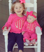 Load image into Gallery viewer, Girls Valentines Shirt, personalized valentines clothing, monogrammed, appliqué, romper, ARB
