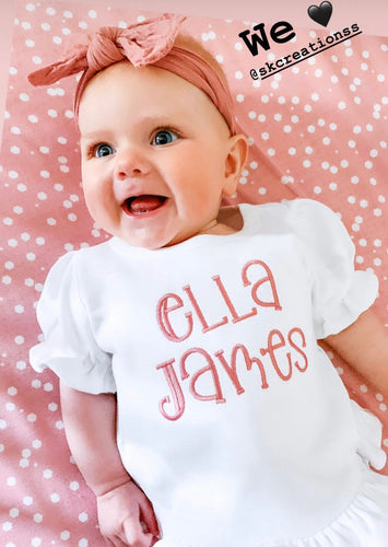 Personalized shirt, girls summer outfit, boys summer top, monogrammed shirt, ruffle shirt, sk creations, ARB, BB