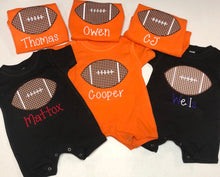 Load image into Gallery viewer, Boys football outfit, football romper, baby boy clothing, toddler boy clothing, monag
