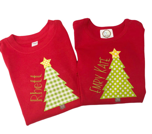 Personalized Christmas shirt, girls monogrammed Christmas shirt, boys personalized Christmas Shirt, Christmas tree shirt, Baby, toddler, LTC