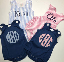 Load image into Gallery viewer, MYSTERY bubble set, personalized bubble, romper monogrammed bubble, romper, summer outfit, LTC
