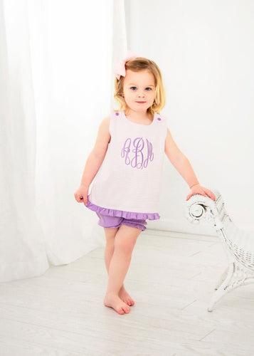 Girls Bloomer Set, monogrammed bloomer set, girls summer outfit, sk creations, pima cotton, monogram summer outfit