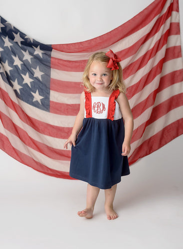 Girls Patriotic outfit, fourth of july outfit, 4th monogrammed dress, bubble, personalized outfit, girls clothing,  birthday outfit,