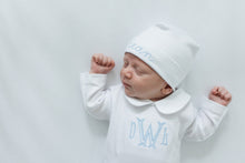 Load image into Gallery viewer, Baby boy coming home outfit, Baby girl coming home outfit, monogrammed footie, personalized coming home outfit, pima cotton, sk creations
