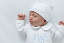 Load image into Gallery viewer, Baby boy coming home outfit, Baby girl coming home outfit, monogrammed footie, personalized coming home outfit, pima cotton, sk creations
