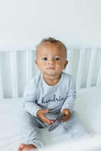 Load image into Gallery viewer, Boys baby shower gift, romper, monogrammed boys outfit, name outfit, one piece outfit, boys photo outfit, 1st birthday outfit, birthday gift
