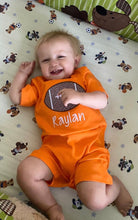 Load image into Gallery viewer, Boys football outfit, football romper, baby boy clothing, toddler boy clothing, monag
