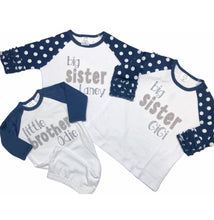 Load image into Gallery viewer, Monogrammed sibling shirts, big sister shirt, big brother shirt, little brother shirt, arb, little sister shirt, appliqué sibling set,
