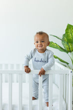 Load image into Gallery viewer, Boys baby shower gift, romper, monogrammed boys outfit, name outfit, one piece outfit, boys photo outfit, 1st birthday outfit, birthday gift
