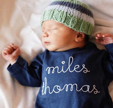 Load image into Gallery viewer, Boys baby coming home outfit, shower gift, romper, monogrammed boys outfit, name outfit, boys photo outfit, 1st birthday outfit, gift
