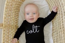 Load image into Gallery viewer, Baby Boy coming home outfit, baby boys outfit, monogrammed outfit, black take me home set, sk creations, pima cotton,
