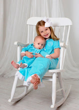 Load image into Gallery viewer, Girls gown, monogrammed lounge wear, Pima Cotton, monogrammed gown, sk creations
