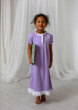 Load image into Gallery viewer, Girls gown, monogrammed lounge wear, Pima Cotton, monogrammed gown, sk creations
