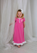 Load image into Gallery viewer, Girls gown, monogrammed lounge wear, Pima Cotton, monogrammed gown, sk creations
