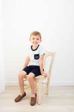 Load image into Gallery viewer, Monogrammed boy shirt, preppy boys shirt, personalized boys pocket shirt, pima cotton, super soft shirt
