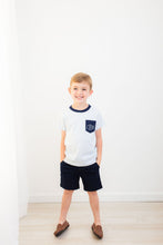 Load image into Gallery viewer, Monogrammed boy shirt, preppy boys shirt, personalized boys pocket shirt, pima cotton, super soft shirt
