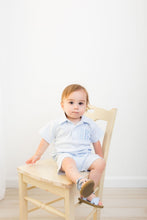 Load image into Gallery viewer, Boys Monogrammed romper, baby boy outfit, preppy boys outfit, boys summer outfit, monogram, baby shower gift, sk creations, pima cotton
