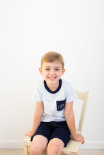 Load image into Gallery viewer, Monogrammed boy shirt, preppy boys shirt, personalized boys pocket shirt, pima cotton, super soft shirt
